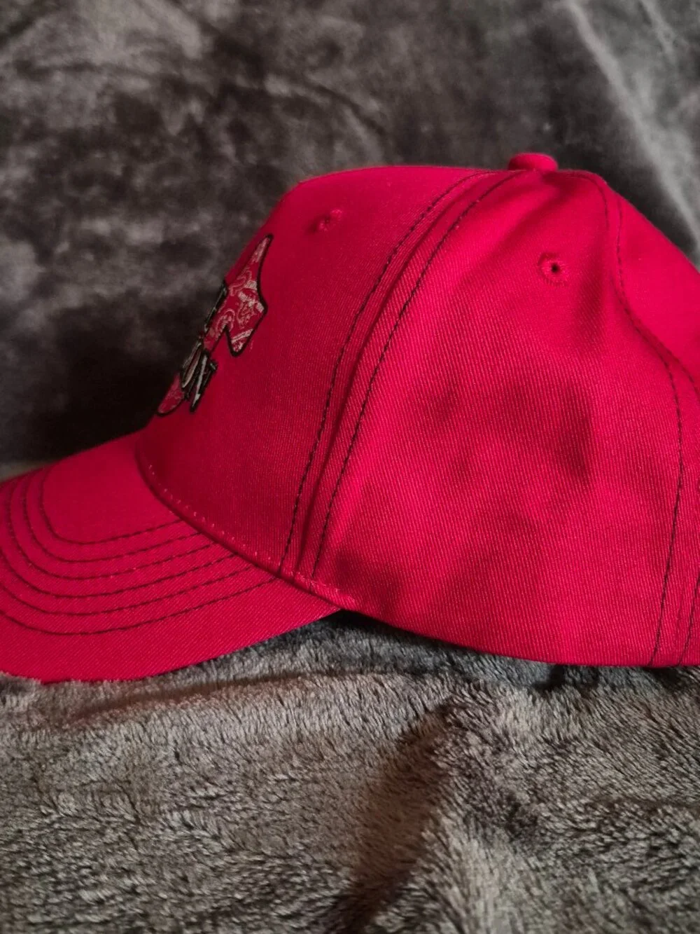 True Religion Hat Red Contrast Stitch Snapback